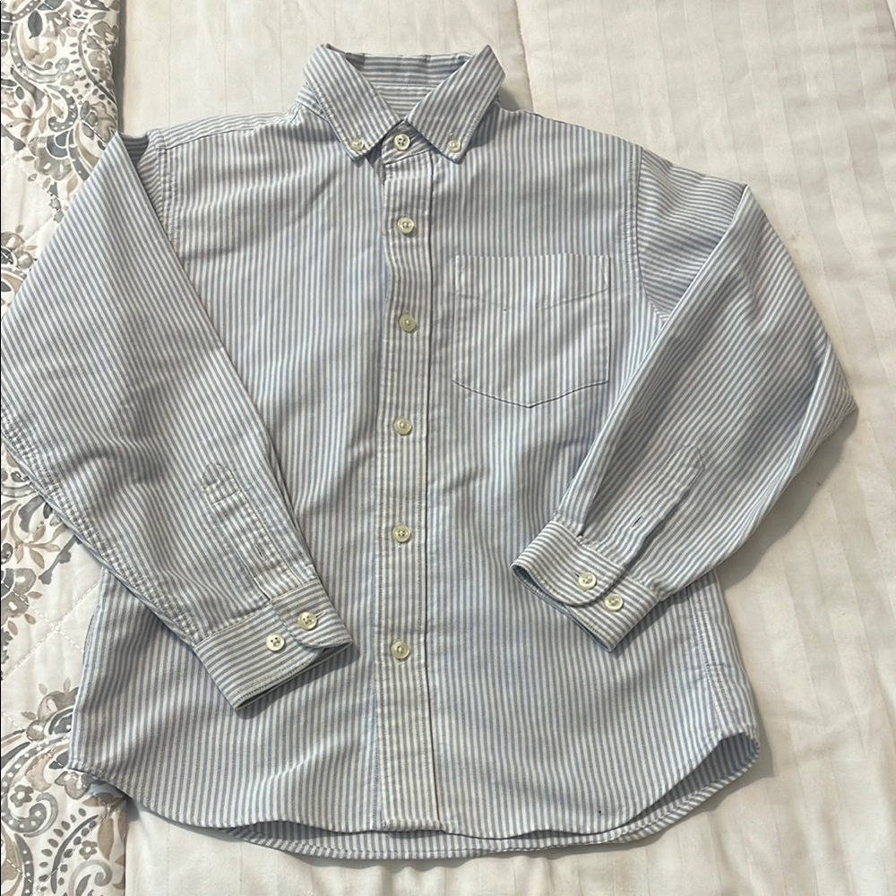 Lands' End Blue and White Striped Shirt